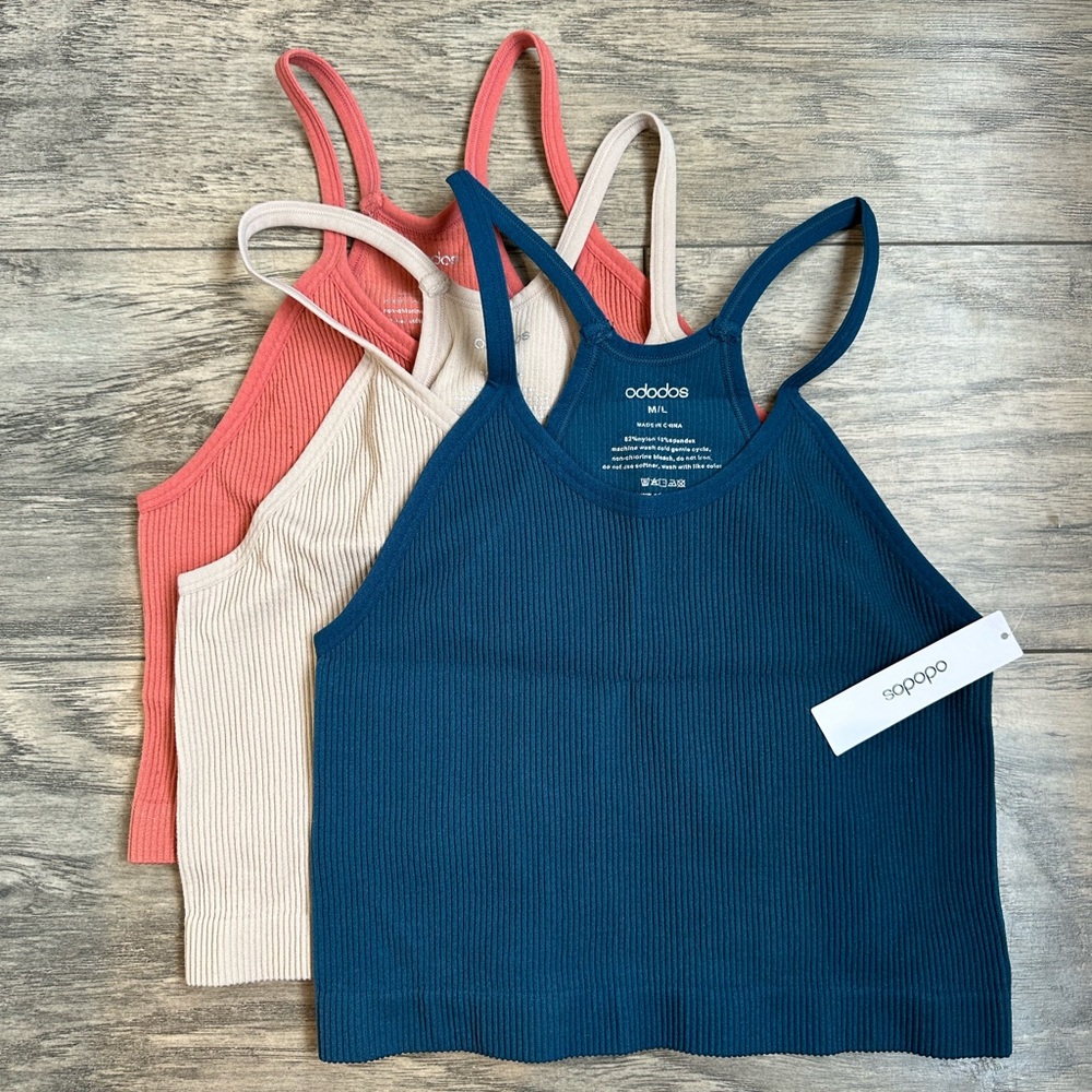 3pk Medium Large Bralette Crop Top Tank Top Racer Back Bra NWT NWOT